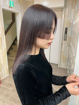 ネウィ 八王子(newi) 切りっぱなしバング/髪質改善/酸性ストレート/パープルブラック