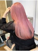 ダブルカラーピンクベージュインナーカラーローライトオージュア
