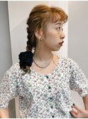 hairset/ヘアセット 編み込みアレンジ オレンジブラウン