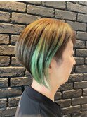 ショートボブ/グレイカラー/グリーン[東大島/東大島駅]
