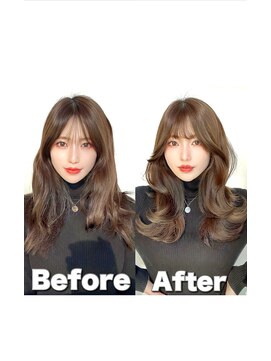 アマトウキョウ アユンチェ(AMA TOKYO×AYUNCHE) 韓国ヘア 2wayバング レイヤーカット くびれヘア 顔周り/