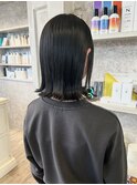 福山美容室carry 切りっぱなし外ハネミディアム透明感10代20代