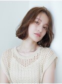 チョコグレージュ/20代30代大人かわいい/ミディアムレイヤー