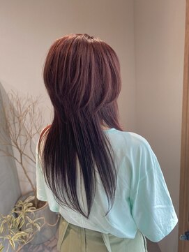 シスイ(sisui) ロングレイヤーウルフ/ピンクレッドカラー