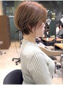 暗めカラーグランマッシュショートボブ