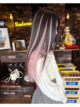 レオクマ(REOKUMA) エクステハイライト/ホワイトピンク/デザイン/ブリーチエクステ