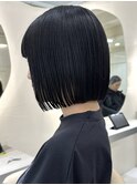 20代30代切りっぱなしボブタッセルボブ顔周りレイヤーオリーブ