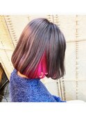 ネオピンク_インナーカラー_カラーバター_ミニボブ