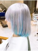 インナーカラーホワイト　イヤリングカラーハイトーンカラー