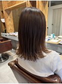イメチェン小顔前髪外ハネボブ大人可愛いチェリーブラウン