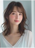 ★王道斜めバングで美人を演出★ゆるふわエアリーパーマ