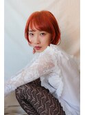 オレンジブラウン　レイヤーカット　ウルフカット
