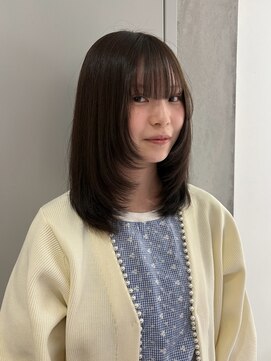 ヨーク(YOKE) 【YOKE】オリーブブラウンアッシュベージュレイヤーロング顔周り