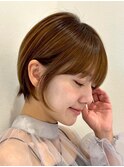 切りっぱなしボブエアリーロング美髪ピンクブラウン