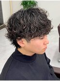 韓国マッシュスペインカールスパイーキーショートブルーブラック