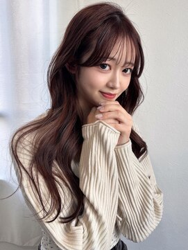 アンニュ(annuy) 韓国風くびれヘア カシスレッドカラー 顔周りカット 艶髪 20代