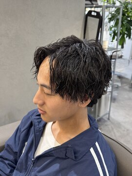 シャドウパーマ/縦落ちパーマ/センターパート/メンズパーマ/S