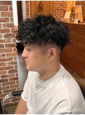 爽やかメンズショートメンズパーマメンズウェーブヘアアッシュ