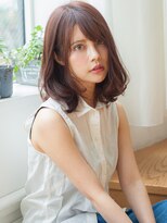 暖色カラーで柔らか銀座大人可愛い小顔ピンクブラウンミディボブ