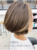 30代40代50代白髪ぼかしフェイスフレーミングハイライトボブルフ