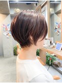 大人可愛いマロンベージュマッシュショートボブ◎30代40代50代