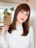 アミ 江坂(amie) ブリーチなしチェリーブラウン髪質改善イルミナカラー前髪/江坂