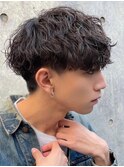 名駅波巻きスパイラルパーマメンズマッシュツイストスパイラル