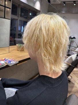 ブロンドカラー/レイヤーショート/フェザーウルフ/マレットヘア