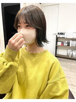 カミエ(kamie)&nbsp;＊小顔バング シースルー オリーブグレー濃いめ 外ハネボブ 神戸