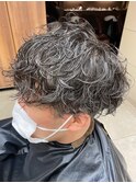 20代30代メンズスパイラルパーマワイルドオシャレ感アッシュ