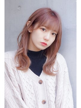 ヘアリゾートハピネス 陽光町 ピンクベージュでたっぷり透明感ミディ