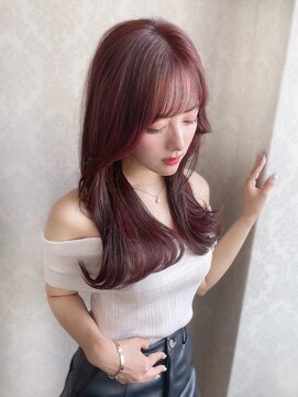 ハピネス 梅田茶屋町店(HAPPINESS) 韓国ヘア　レイヤーカット　ピンクカラー　ピンクラベンダー