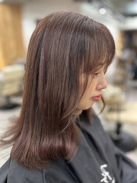 リノショアーズ 元町店(RINOSHORES) 大人可愛いピンクベージュハイライトくびれボブ透明感小顔