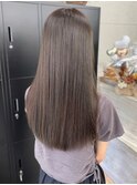 アッシュグレー　透明感カラー　ブリーチなしカラー　ストレート