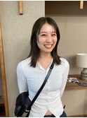 大人可愛い小顔こなれカールチョコレートカラーブリーチなし