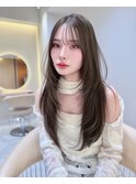 韓国レイヤーストレートロング×ホワイトグレージュ[横浜駅]