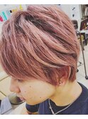 メンズカット/モーヴピンク・ローズピンク/ショートセンタパート