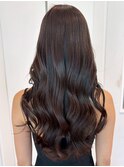 グレージュロング暗めカラー韓国ヘア顔周りレイヤー_ba566252