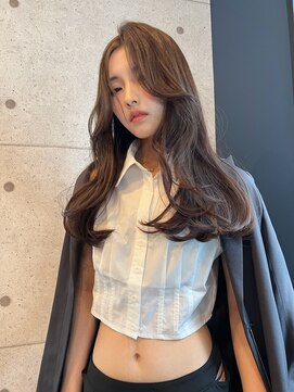アンジェリカラボ 梅田店(ANGELICA LABO) 韓国風くびれレイヤーカット×グレージュ×透明感ブラウン川又