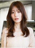 ☆フェミニンロング大人かわいいぱっつん前髪レイヤーカット小顔
