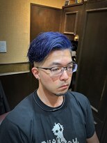 レオヘアワークス(LEO HAIR WORKS)&nbsp;ネイビーカラー　ブリーチ新潟　床屋メンズカット　フェード