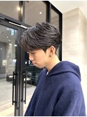 メンズセンターパートウルフセンターパートニュアンスパーマ襟足