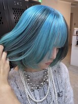 イエナ 渋谷(IENA)&nbsp;ダークブルークラゲカットケアブリーチカラーオリーブベージュ