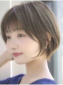 ★ワンレンボブルフ黒髪ネビージュ小顔ぱっつん前髪ウルフパーマ