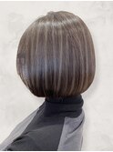 20代30代40代ストレートボブハイライト立体感ブリーチ透明感