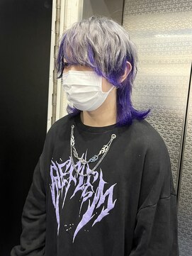 ホワイト 梅田(white) #マッシュウルフ×シルバー×パープル/地雷系男子