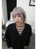 ホワイトシルバー　ペールラベンダー　ボブ　(天神/今泉/薬院)
