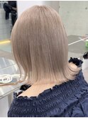 渋谷ブリーチカラータッセルボブ顔周りレイヤー切りっぱなしボブ