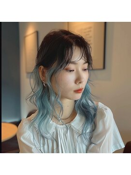 エヌプラスリタ 近鉄八尾(N+lita) くびれヘアアプリコットオレンジハイライトカラーサーフカラー