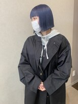 ミューズ 守山店(MUSE)&nbsp;切りっぱなしボブ　くすみブルー